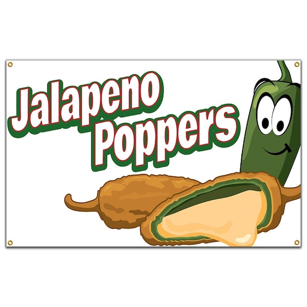 Signmission Jalapeno Poppers Banner Concession Stand Food Truck Single Sided B-Jalapeno Poppers19 - main